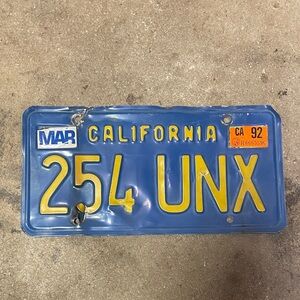 California Blue License Plate